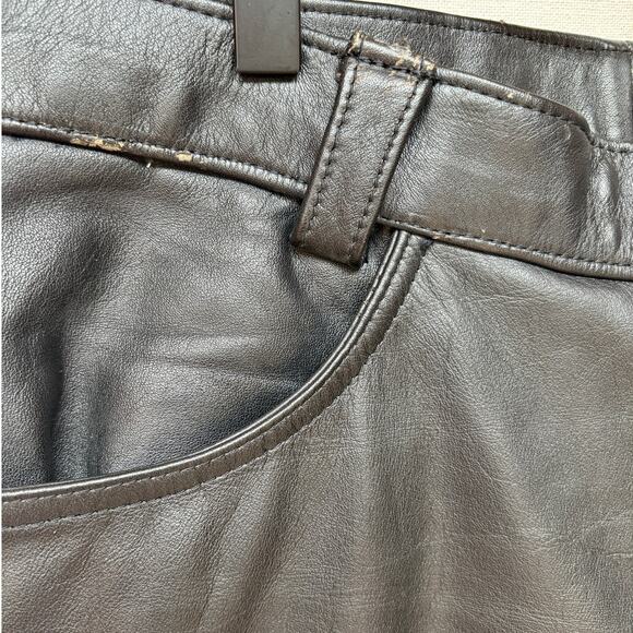 Outride Mens Black Leather Motorcycle Pants Heavy Weight Lined 4 Pocket size 36 - Picture 5 of 16